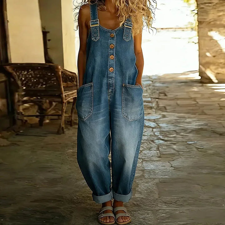 Kombinezon Mae | Vintage z miękkiego bawełnianego denimu z regulowanymi ramiączkami