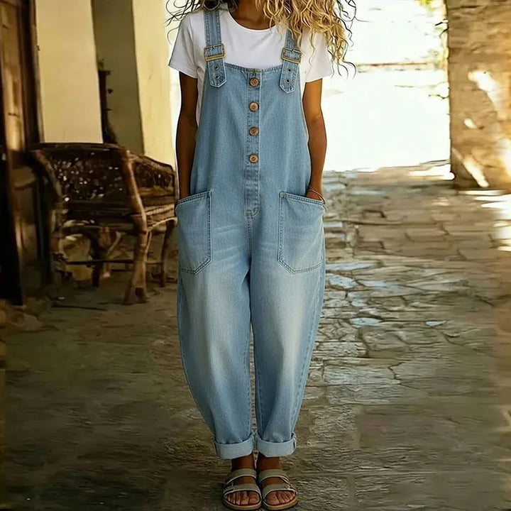 Kombinezon Mae | Vintage z miękkiego bawełnianego denimu z regulowanymi ramiączkami